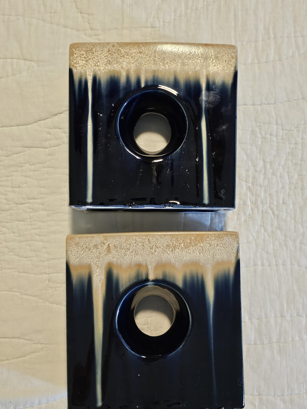 MCM Cobalt and Gold Chimney Donut Vase Set